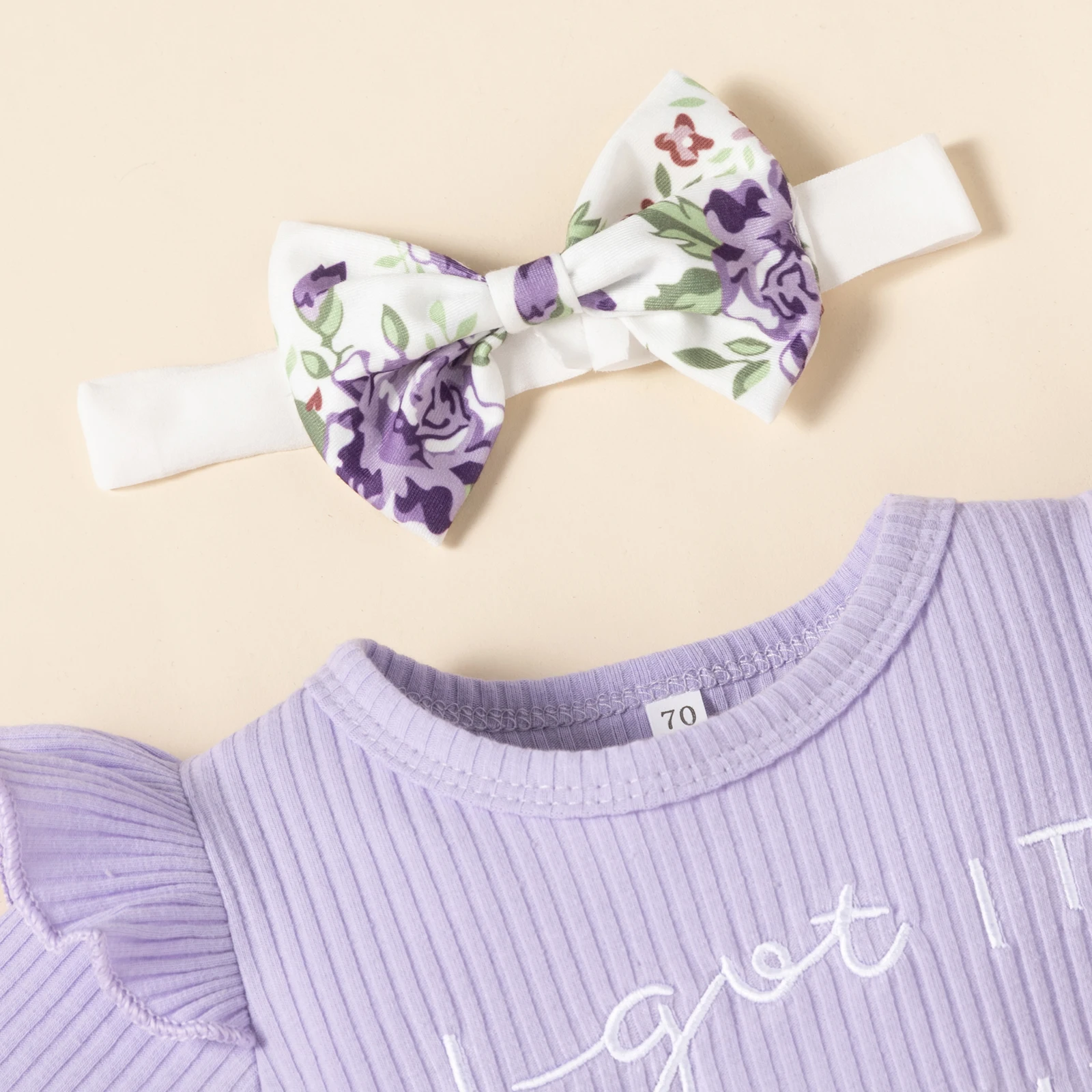 Newborn Infant 100% Soft Cotton Baby Girl Clothes Jumpsuit Rompers Clothing Set With Pant