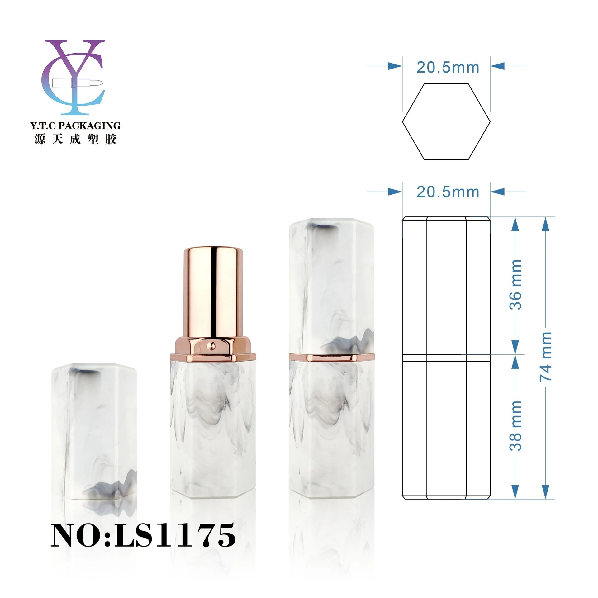 private label hexagon shape lipstick container packaging makeup empty lip stick tubes