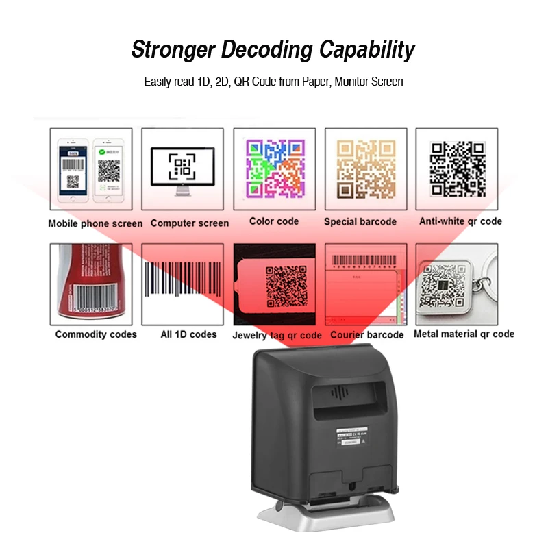 AK-9808 ATEK  High Performance 1D 2D QR Code Omnidirectional Barcode Scanner Desktop