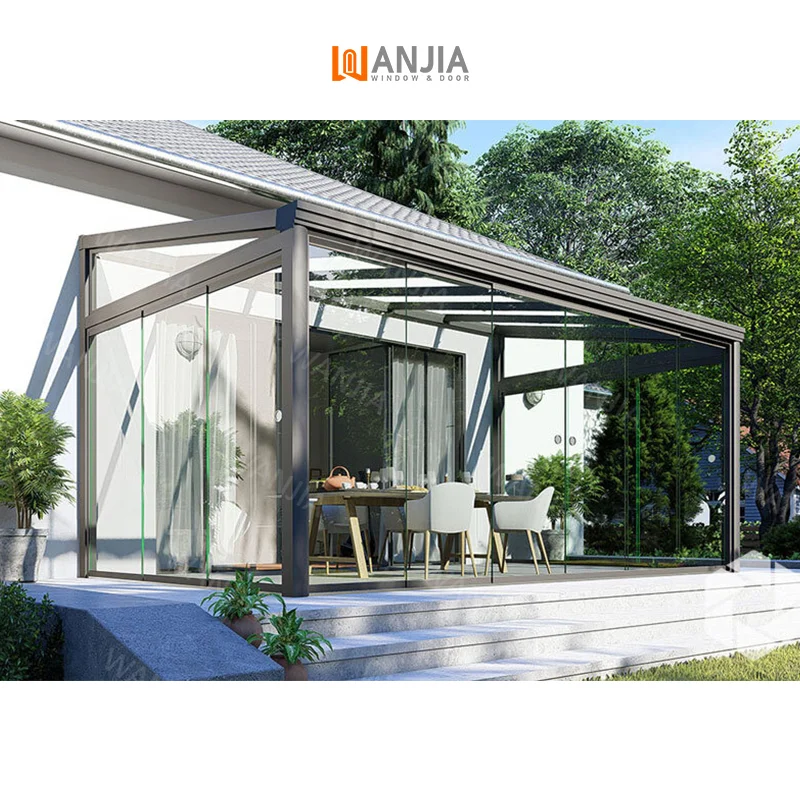 Industry Leader New Arrival Glass House Conservatory Villa Exterior Four Seasons Room Aluminum Sunroom Soundproof Sunroom