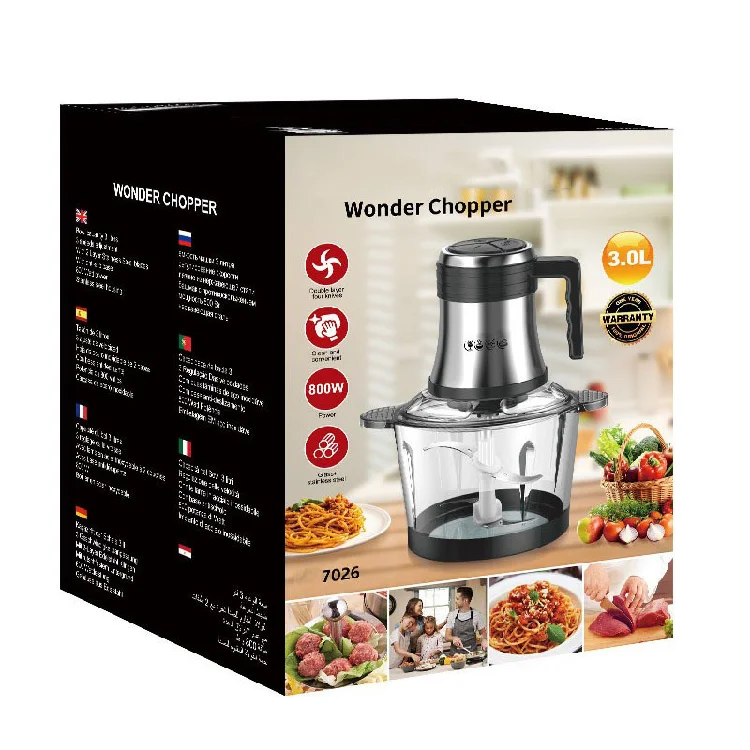 Sokany Electric Meat Grinder Portable Food Processor with Multipurpose Glass Stainless Steel Bowl Homemade Chopper Slicers Parts