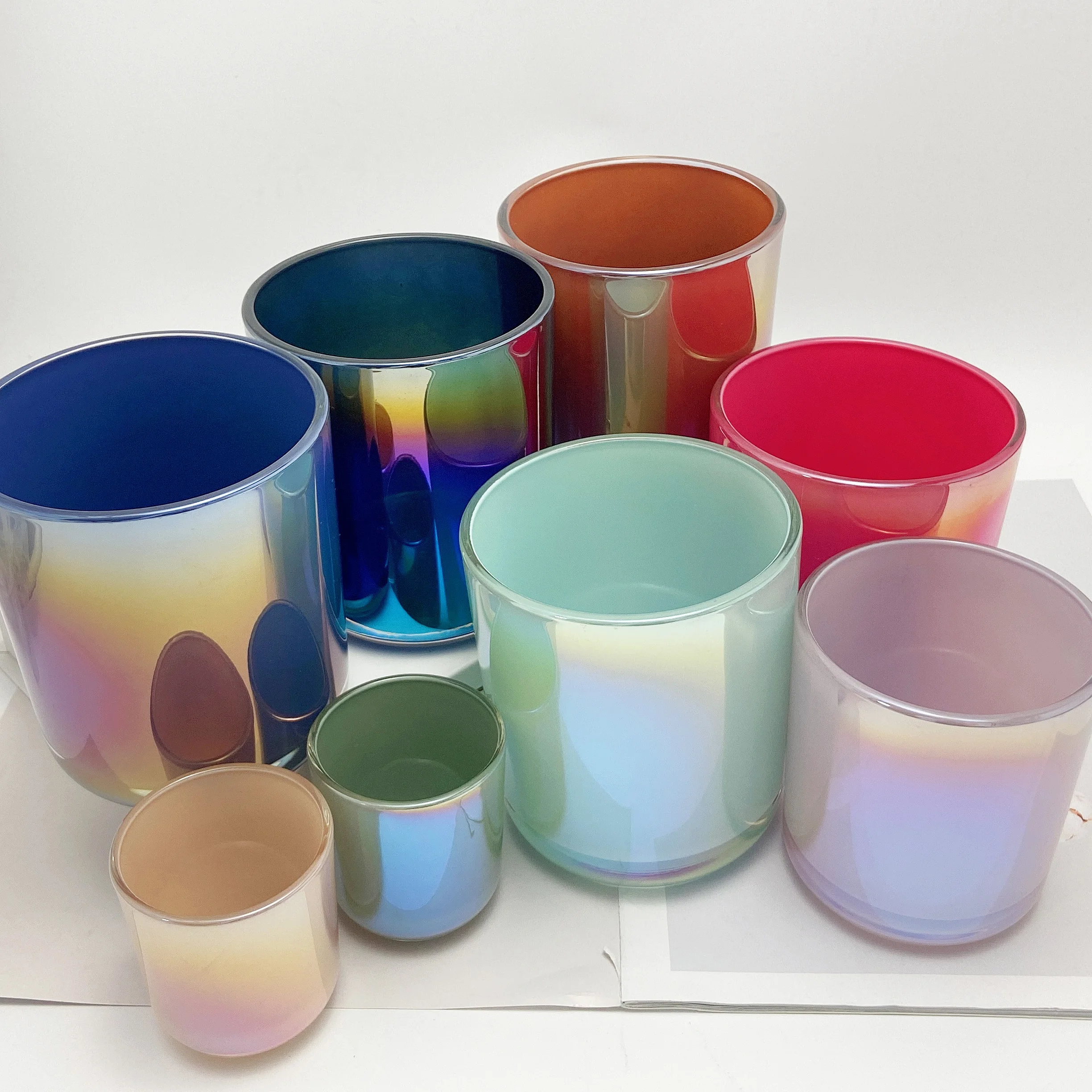 8OZ 10OZ 12OZ 16OZ Iridescent Plating Glass Creative Candle Jars Aura Vessel  Makesy Candle Glass Jar