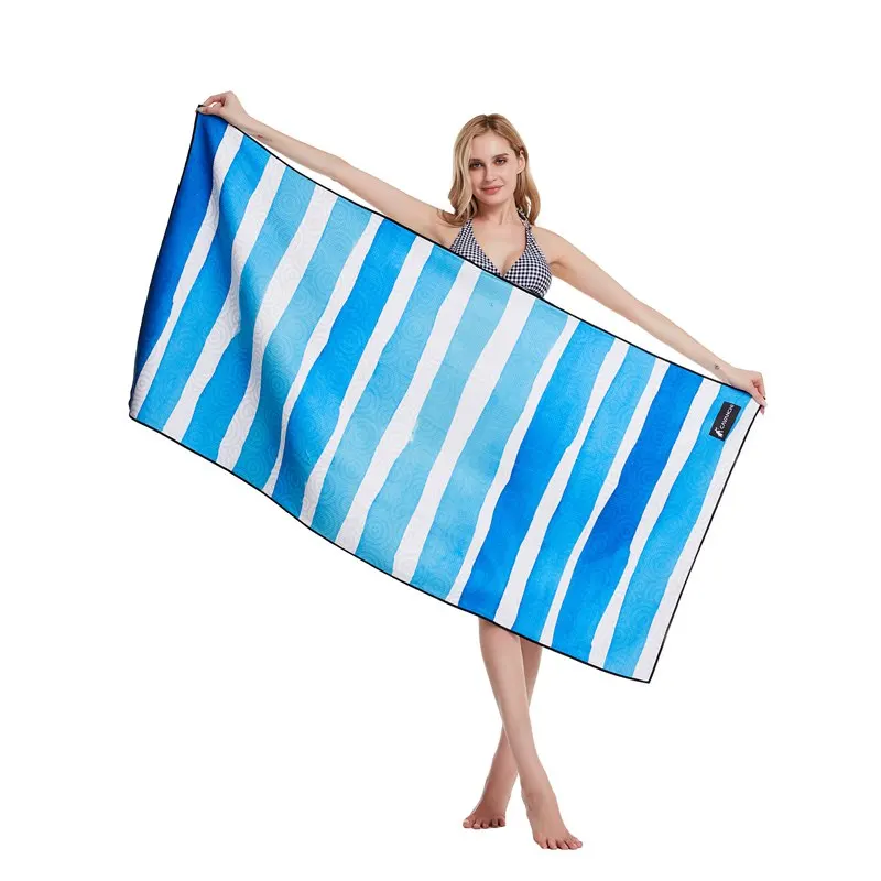 Custom Microfiber Waffle Printed Sand Free Beach Towel Custom Microfiber Beach Towel