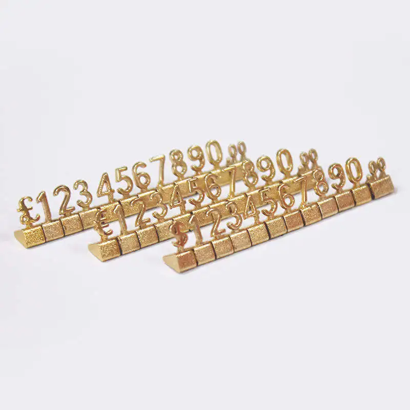 Luxury 3D Mini Metal Shelving Adjustable Price Tag Gold metal price cubes for jewelry store display