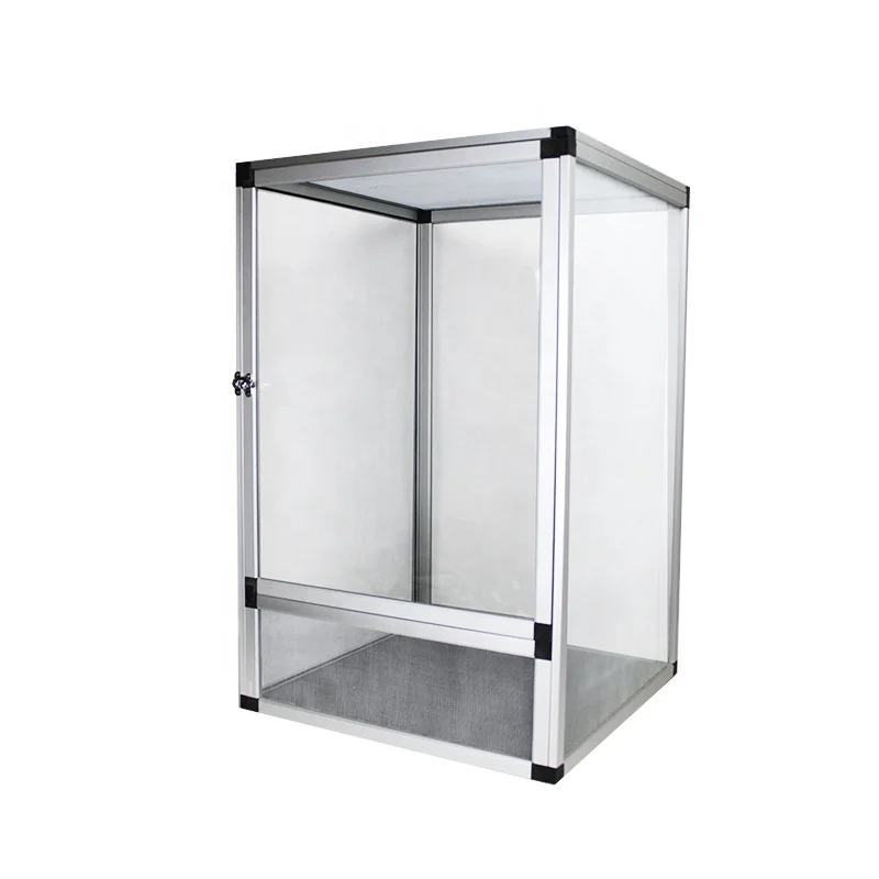 Solid Pattern Aluminum PVC Screen Terrarium Small Animals Reptile Cage Square Pet Feeding Cage Plastic Tray Pallet Home Use