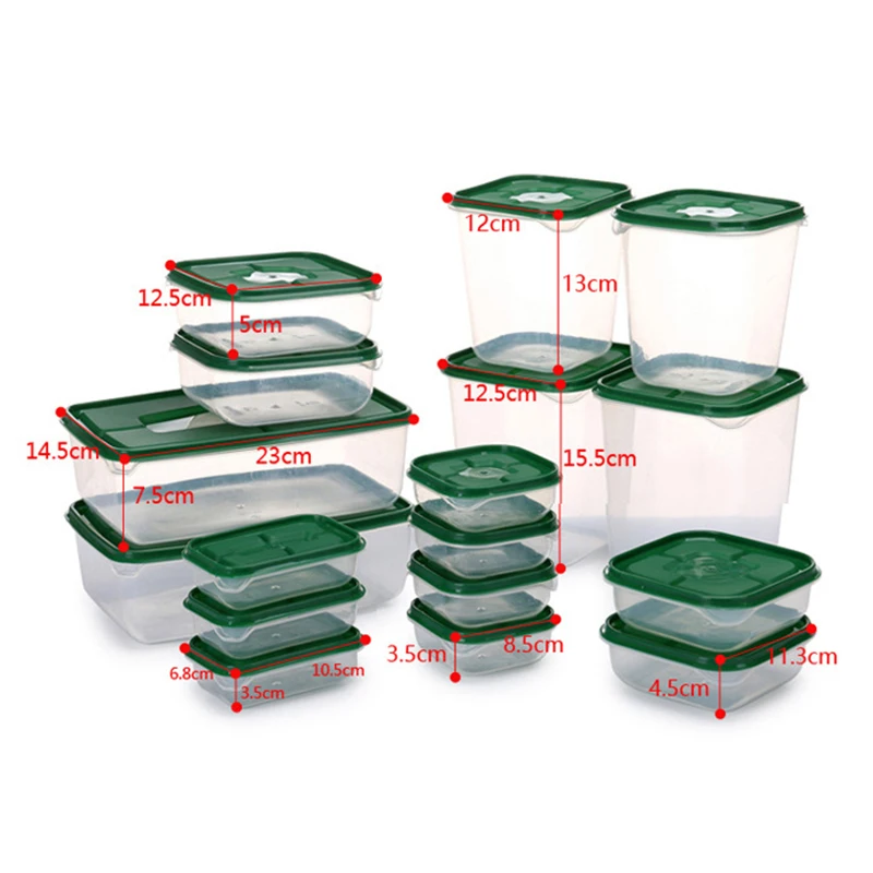 Factory Outlet 17 pieces plastic kitchen food storage container set bin with lid