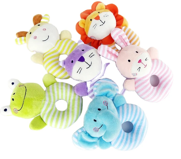 Wholesale Baby Rattles Mobile Soft Baby Toys Custom Stuffed Plush Soft Mini Animal Rattle Toys