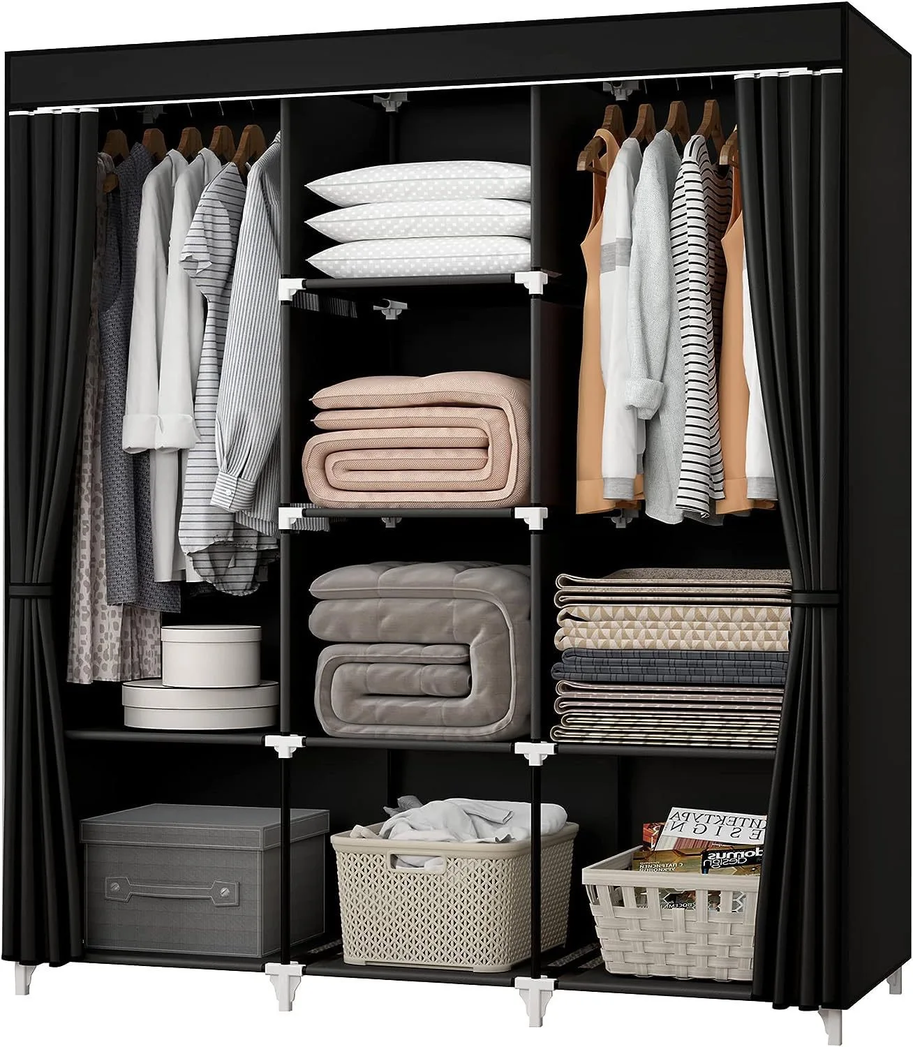 Folding Foldable Wardrobe Cloth Organizer Steel Metal Wardrobe Storage Cabinet Wardrobe For Clothes
