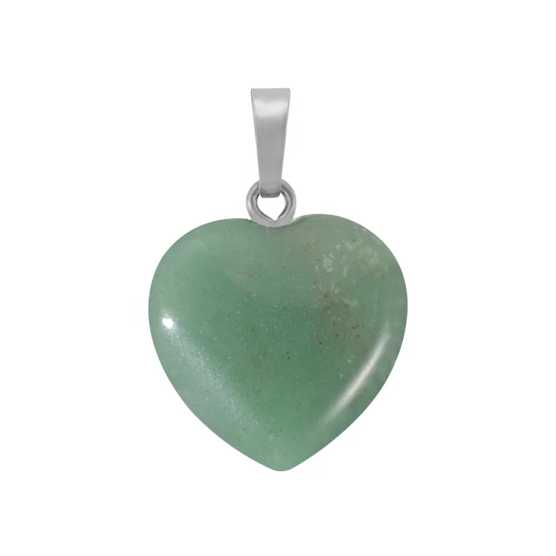 25mm Gemstone Charms Heart Shaped  Stone Pendants For Jewelry Making