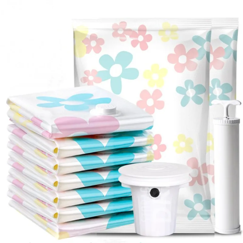 Magic Brand Printed Sunflower Compression Bag For Clothes Cotton Quilt Space Saver Wholesale Vacuum Storage Bags With Pump