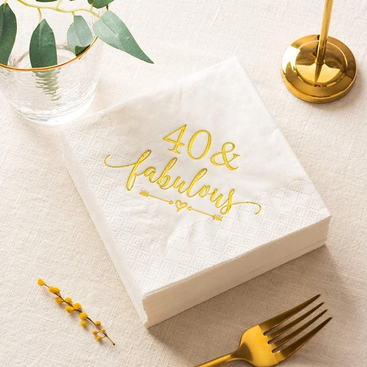 40 And Fabulous Cocktail Napkins Gold for Women 40th Birthday Decorations 40th Birthday Bevergae Dessert Table Supplies
