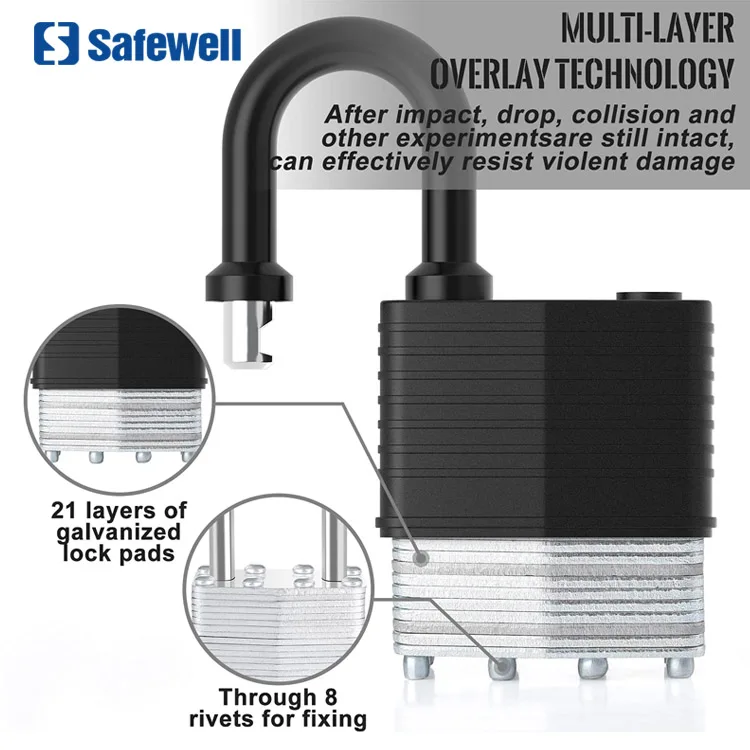 30/40/50/65 mm Short beam Heavy Duty Laminated Steel Padlock