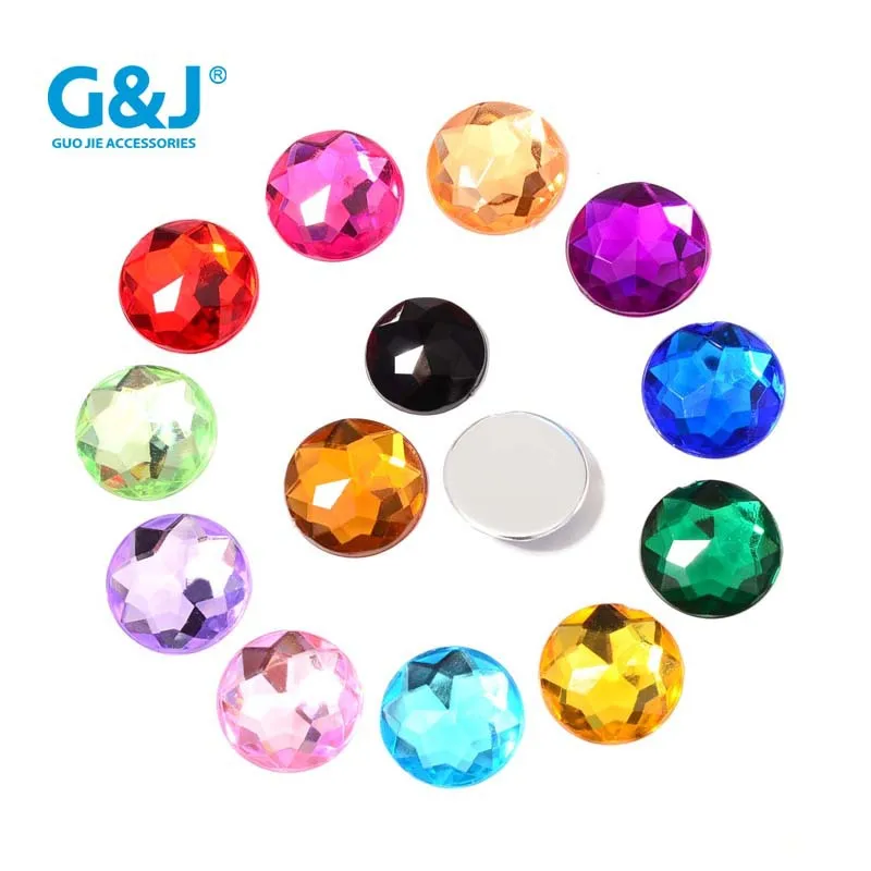 Spot wholesale flat chamfer color multi choice acrylic round chamfer drill diy jewelry accessories loose beads