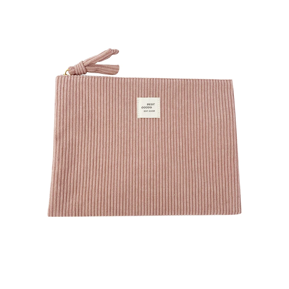 High quality unique waterproof makeup bag travel professional corduroy cosmetic bag