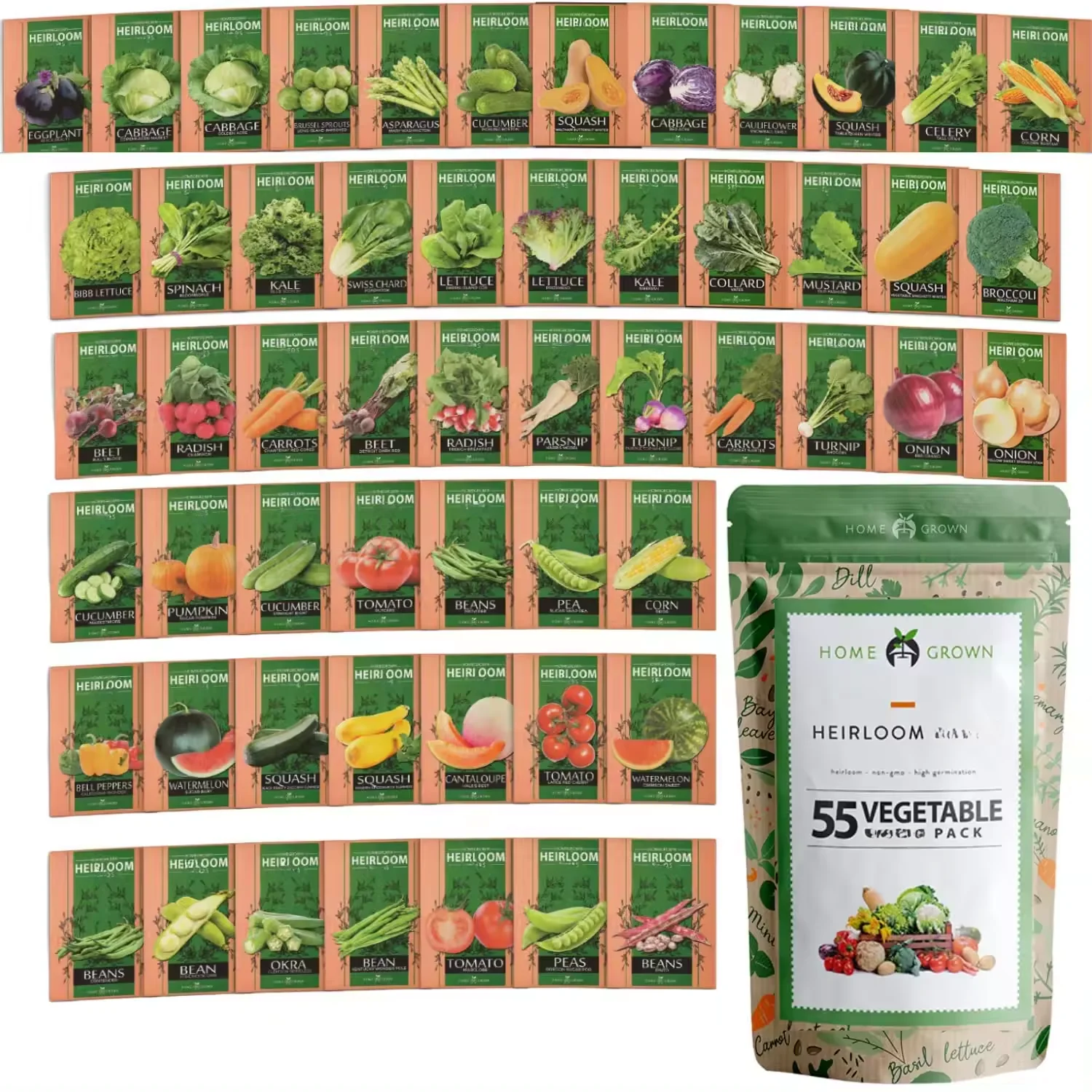 Custom Fertilizer Packet with 55 Variety Packs For Planting Vegetables And Fruits