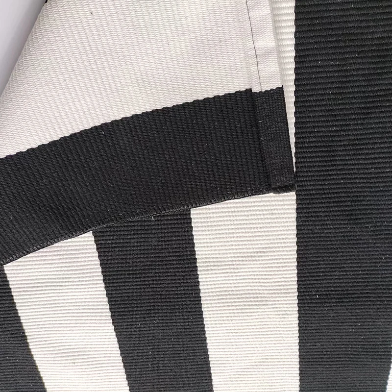 Black and White Indoor Outdoor Rug 5x8 Cotton Striped Modern Large Area Rug