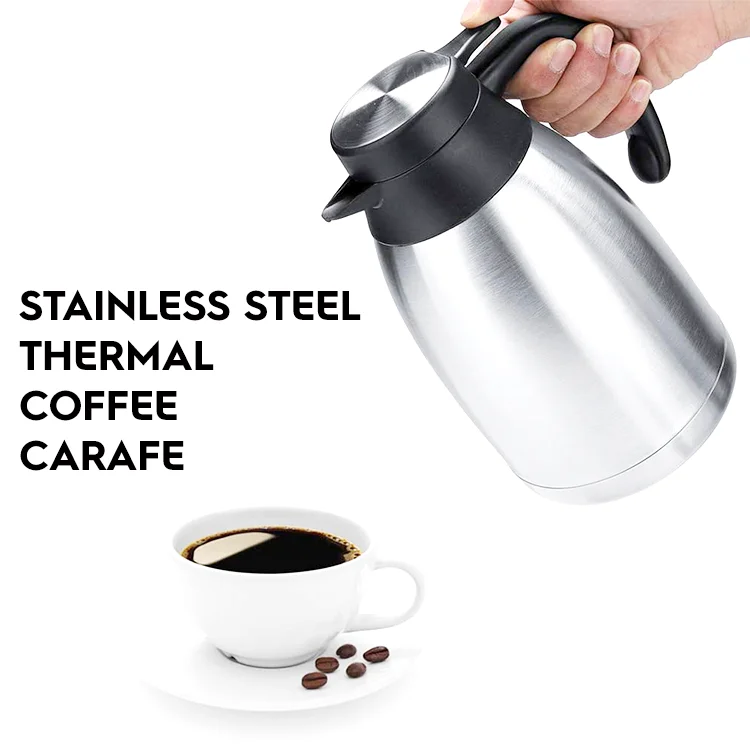 Stainless Steel Thermal Coffee Carafe, Double Wall Vacuum Insulated Dispenser for Tea Water Coffee Beverage 12 Hours Retention