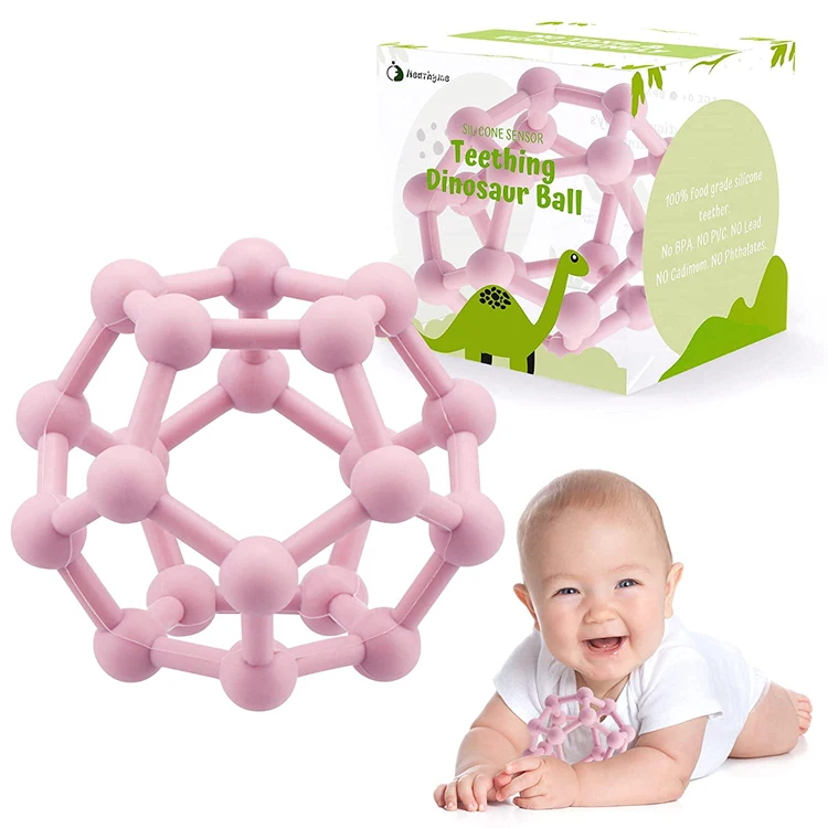 Wholesale Non-toxic Silicone Wood Ring Teether Baby Toys Silicone Ball Teething Toys For Baby