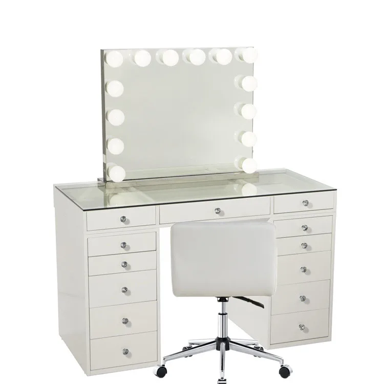
Dressers Bedroom Glass Vanity Mirror Luxury Drawers White Furniture Makeup And Modern Wooden Table Top Dresser 