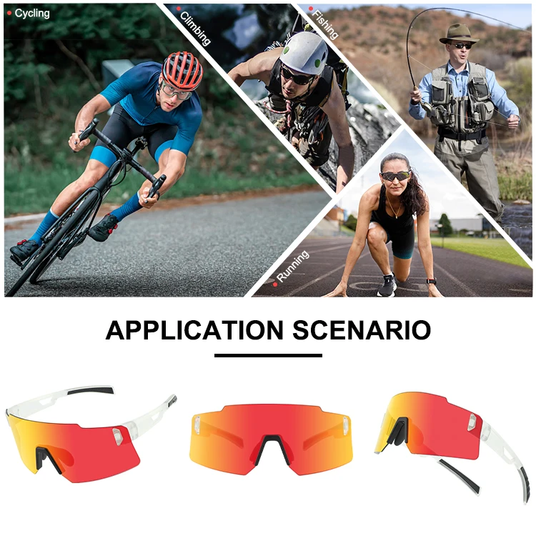 XUNQI Windproof Sun Glasses Shapes Women Men PC Frameless Polarized Sport Sunglasses For Driving Running With Adjustable Nose