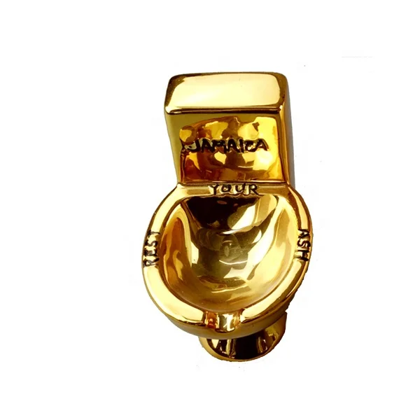 Funny Gift of Gold Plating Toilet Shape Ceramic Ashtray