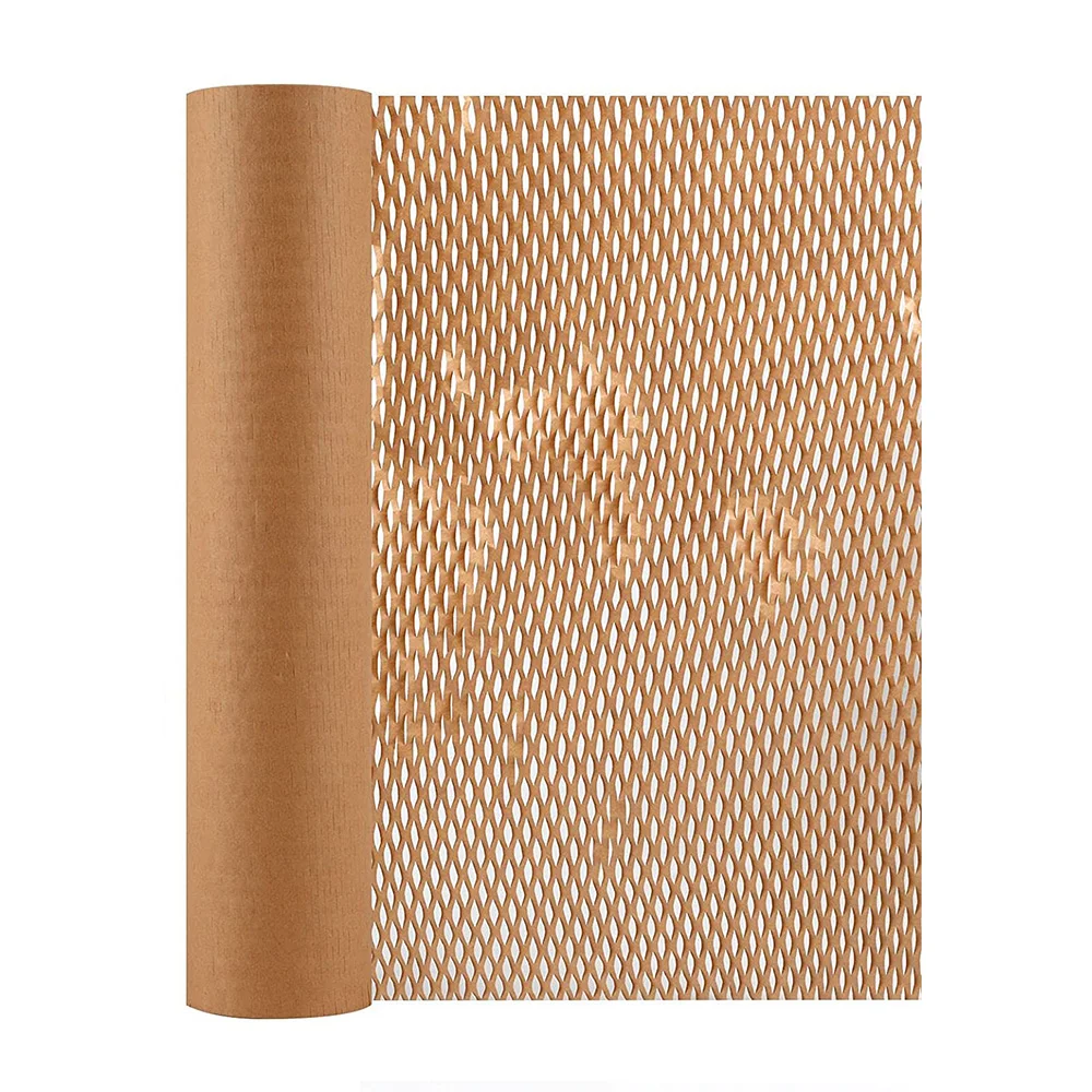 50CM*100M brown Wrapping material reel cushion buffer mesh anti-collision wrapper honey comb paper roll filler honeycomb paper