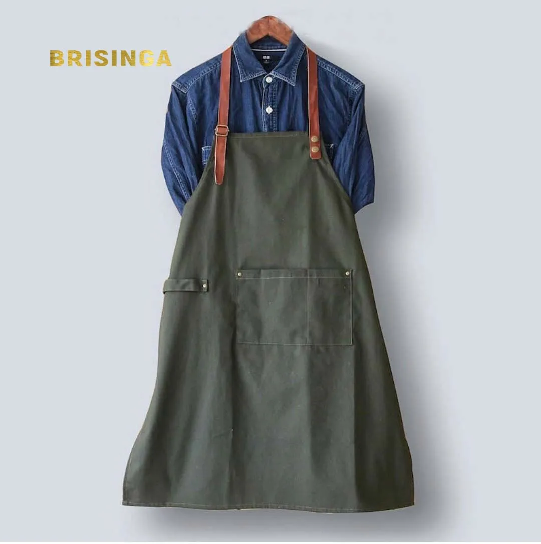 Men and Women Overalls Work Uniform BBQ Chef Casual Floral Shop Denim Apron Adjustable Cotton Strap Barista Apron