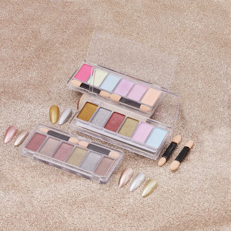 NEW Nails DIY 6 Colors Solid Powder Nail Glitter Aurora Mirror Chrome Mermaid Pigment Holographic acrylic powder for nail