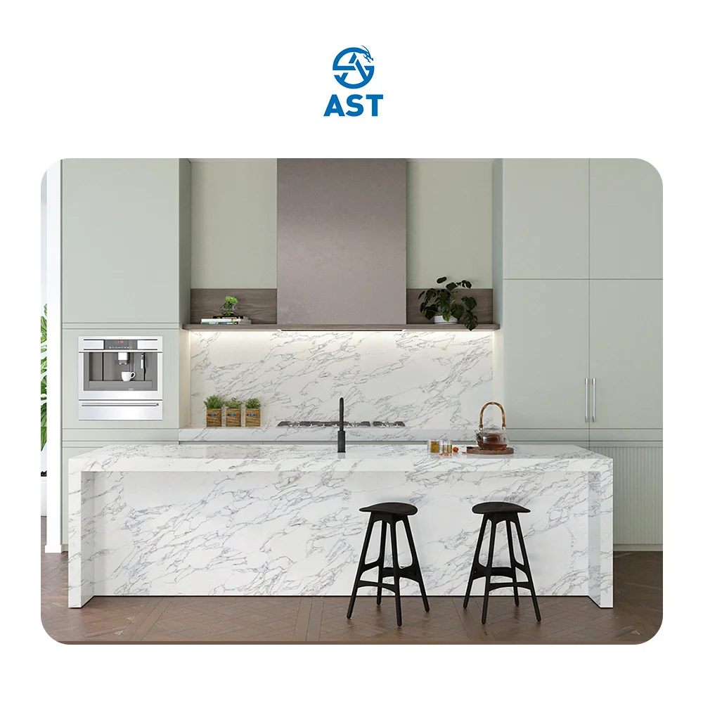 AST OEM/ODM Quartz Cuarzo hot sale  delicate Artificial Stone slab 5118 Arabescato Vagli slabs for kitchen Counter Top
