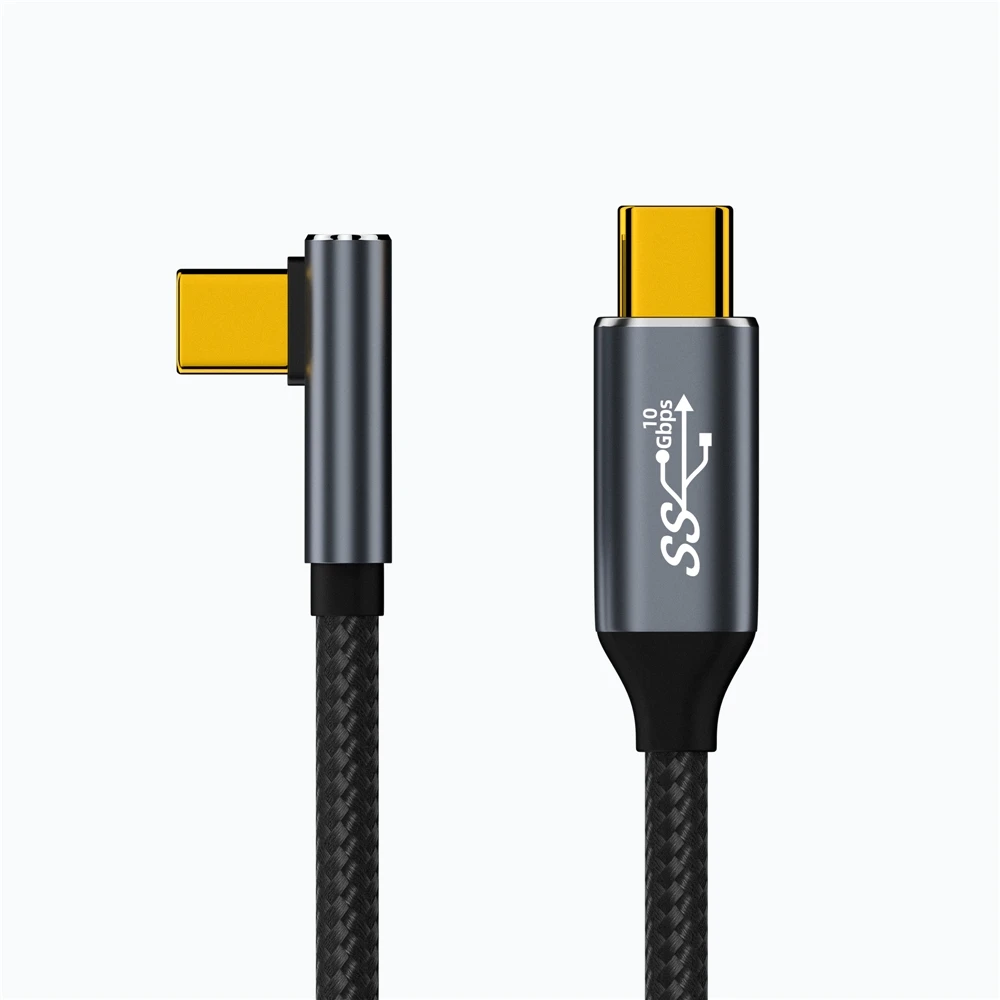 USB3.1 Gen2 Type-C multifunctional data cable 90 degree elbow PD100W Fast charging 10Gbps transmission 4K60Hz screen projection