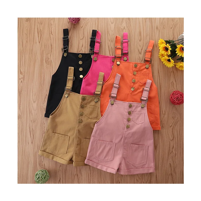 RTS Wholesale Summer Boys Girls Bib Pants Vintage Overalls Kids Suspender Trousers