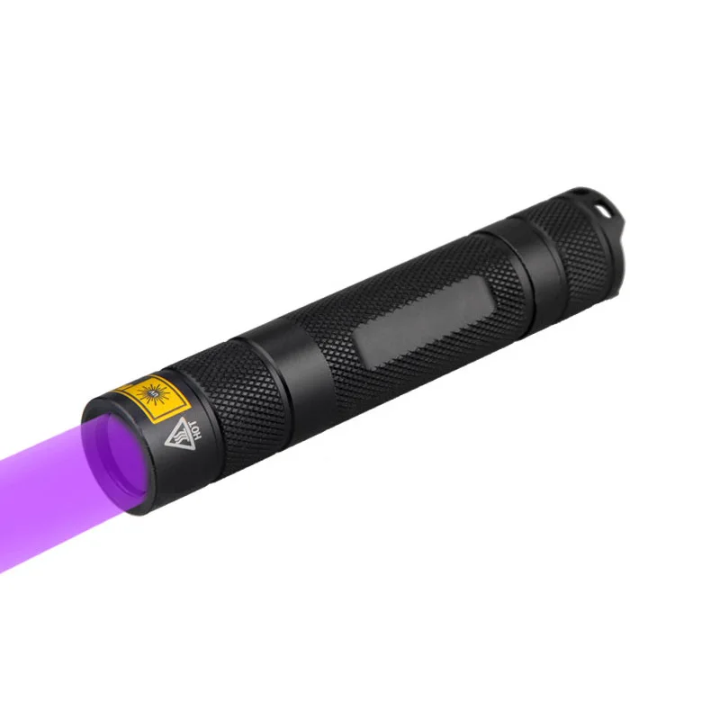 Mini Pocket Waterproof Black Mirror 18650 Battery UV Purple LED Torch with IP65 Rating for Jade Identification and Detection