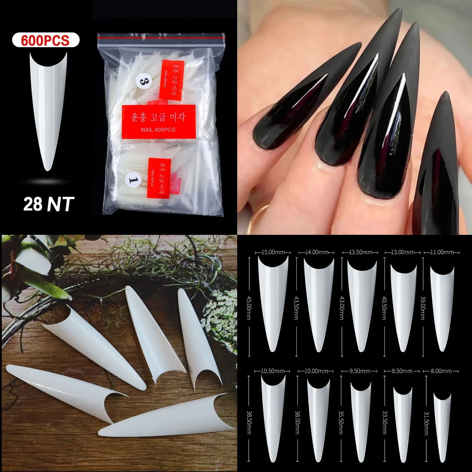 Nail Tips Natural Full Cover Coffin False Ballerina French Nail Tips Extension For Salon Home Diy Gel Nail Tips