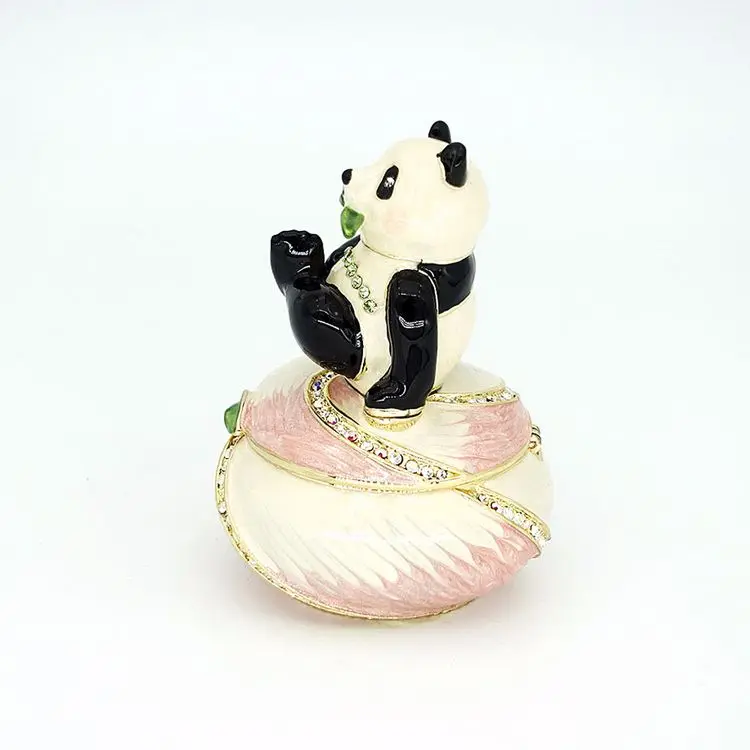 Chinese Style Creative Small Jewelry Box Animal Home Decoration Carved Metal Jewelry Panda Trinket Box