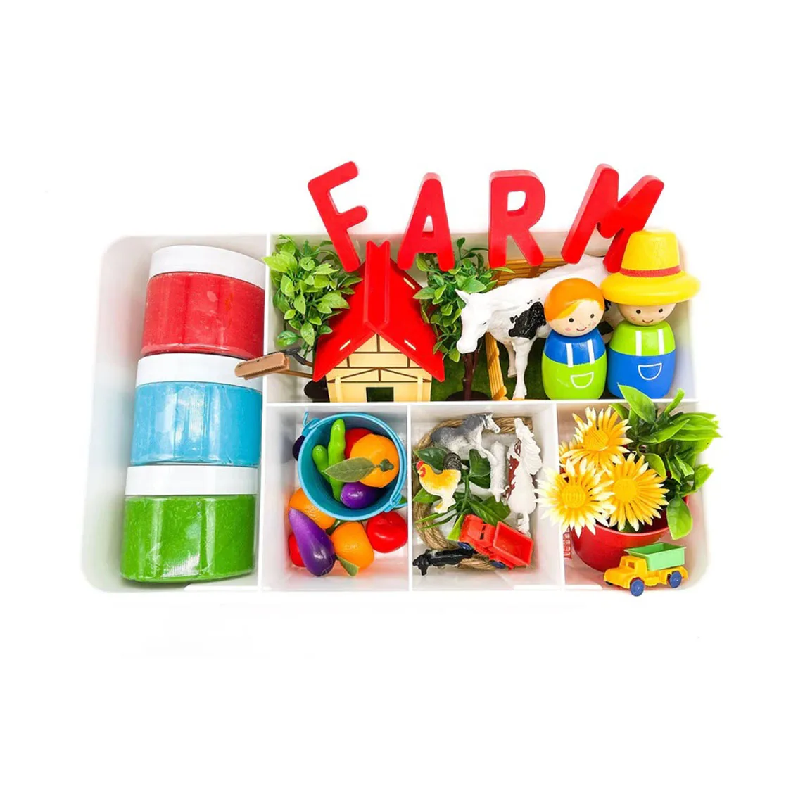 Hot Selling Kids Air Dry Clay Pretend Play Farm Kit Super Light Sensory Bin Play Farm Dough DIY Educational Toy for Baby