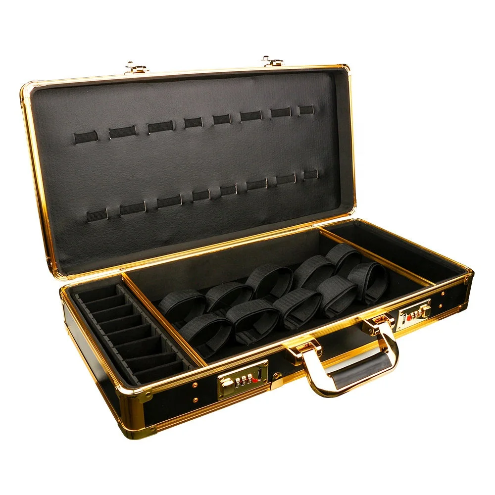 High Grade Luxury Salon Dedicated Hairdresser Briefcase Golden Aluminium Material Barber Tools Case With Lock