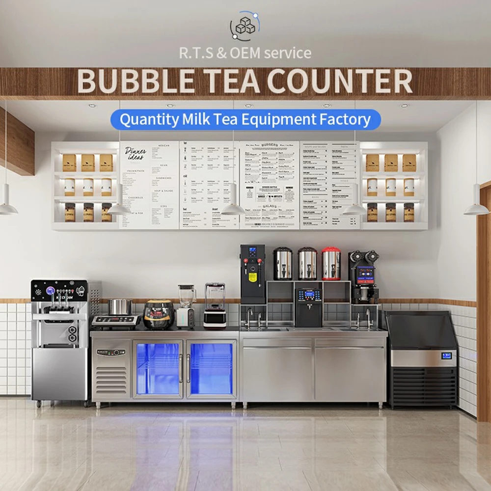 Commercial Bubble Tea Shop Milk Tea Bar Counter Table