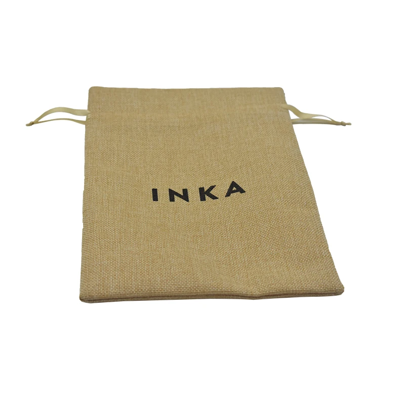 Custom Large Natural Jute Cloth Drawstring Bag For Gift Packing Bag