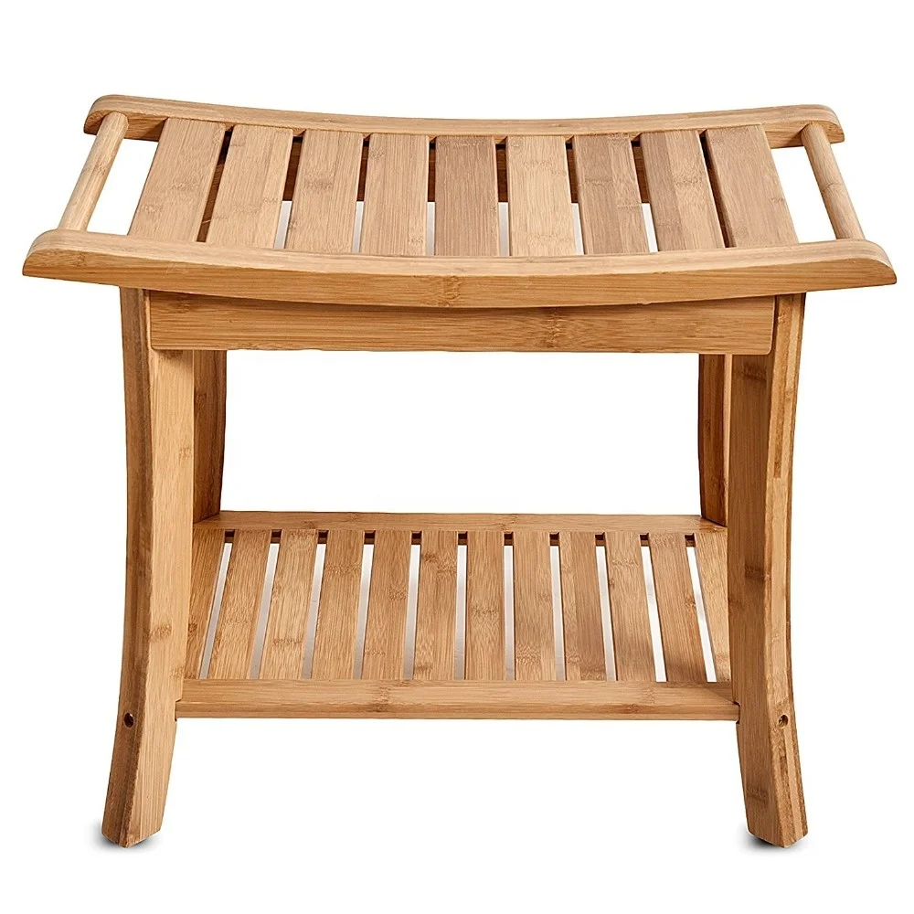 
Deluxe Bamboo Teak Bamboo Bathroom Shower Bench 