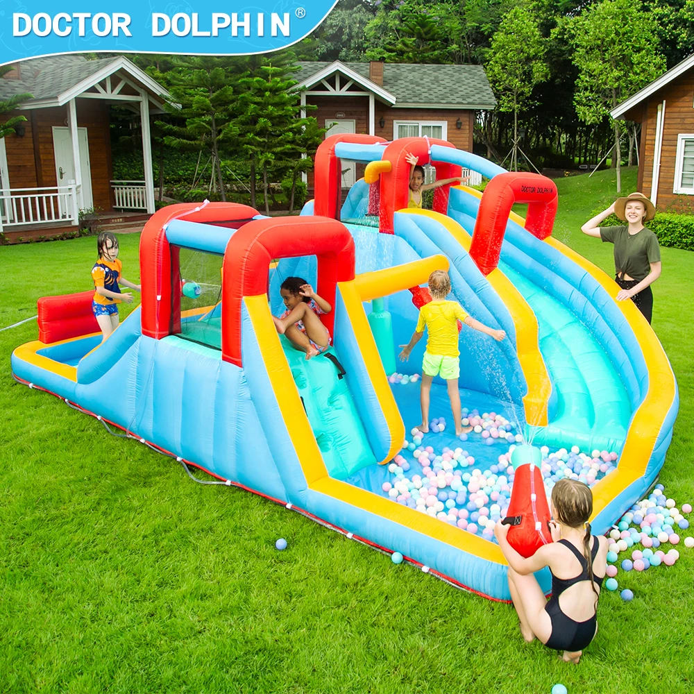 Doctor Dolphin Factory Hot Sale Large Double Slide Water Bouncy Castle for Kids