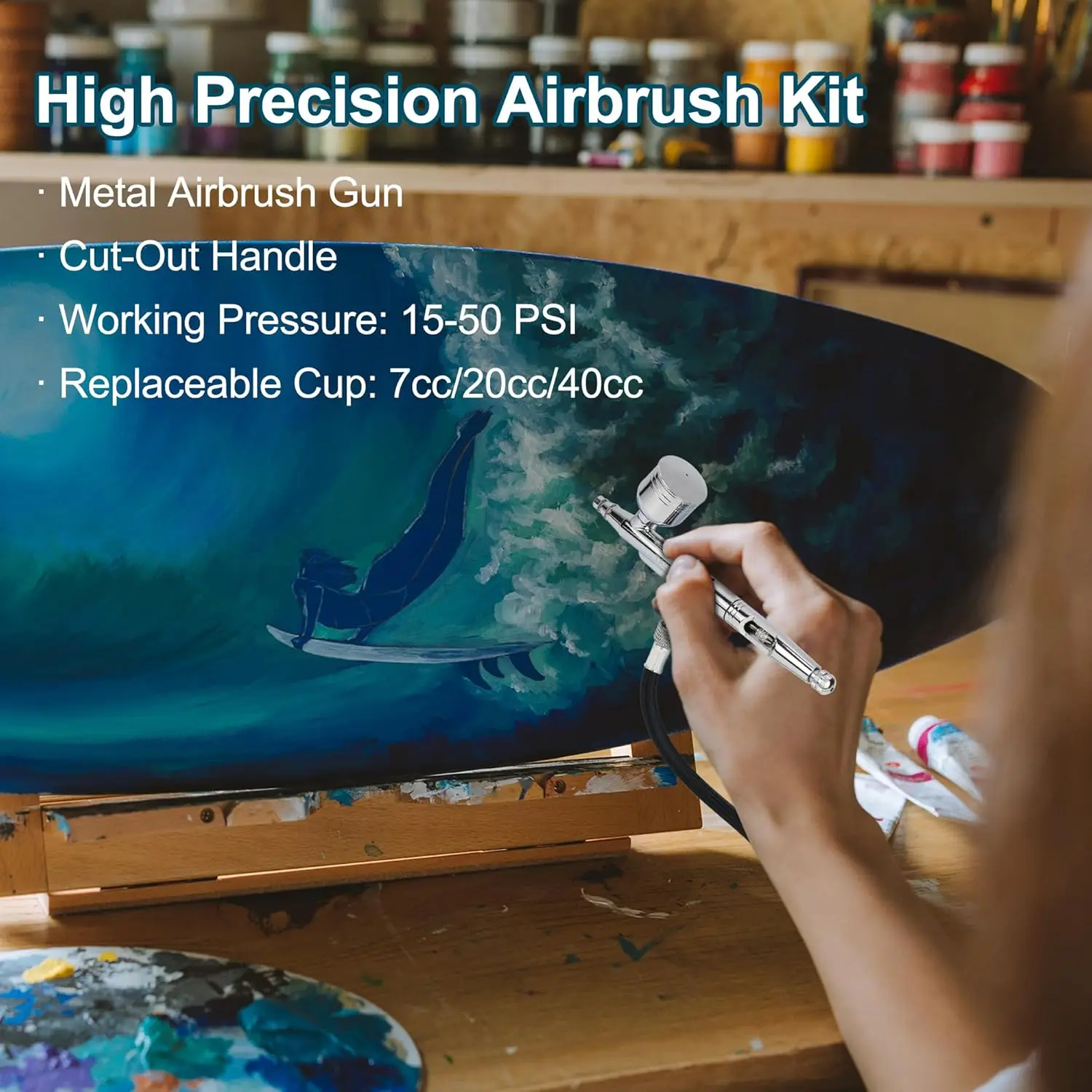 TALERLUV High Quality Easy-to-Use Smart home  Airbrush Tool Set Kit with Air Compressor High Pressure Air Brush Non-Clogging