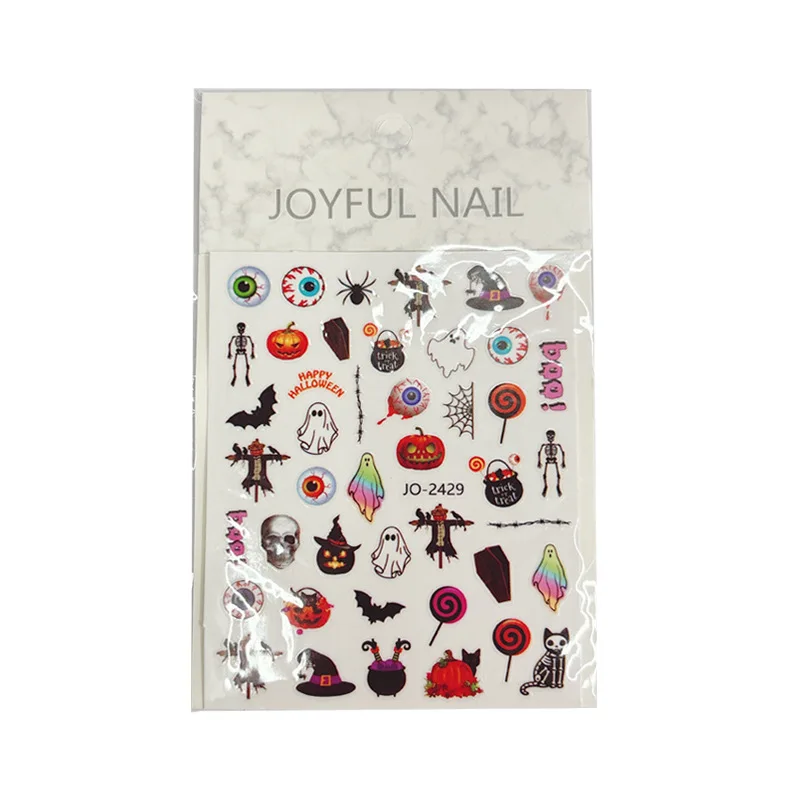 2024 Halloween nail stickers new pumpkin lantern skull little devil dark style nail stickers