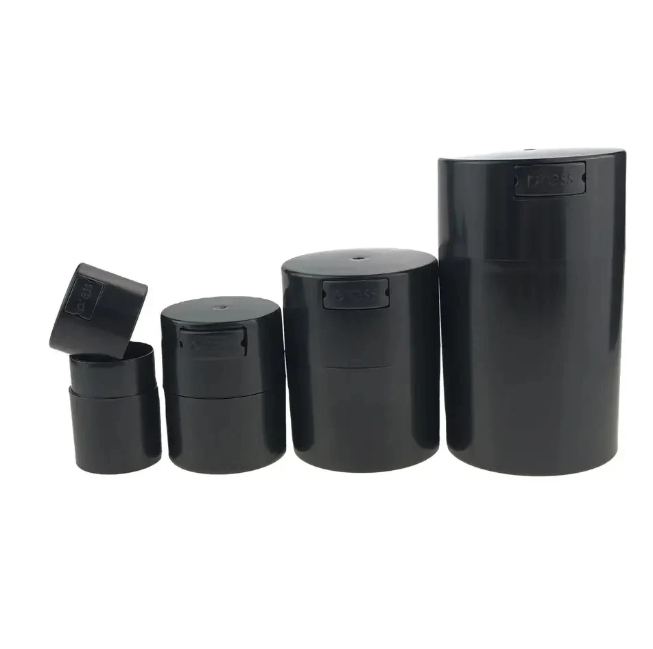 High Quality 60ml 120ml 300ml Black Plastic Airtight Reusable Vacuum Container Plastic Jars for Food Storage