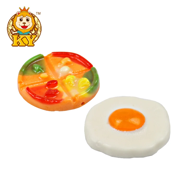 High Quality Sweets 2in1 Pizza and Fried Egg Shape Fruit Flavor Soft Gummy Candy