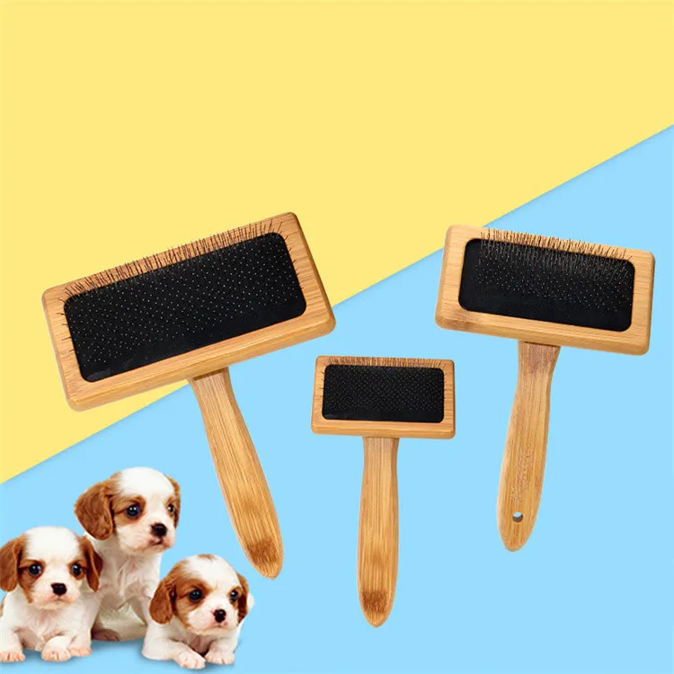 Dog Grooming Professional Brush Comb Safe Wood Pet Comb Stainless Steel Rounded Teeth Pin Prevents Knots Mats