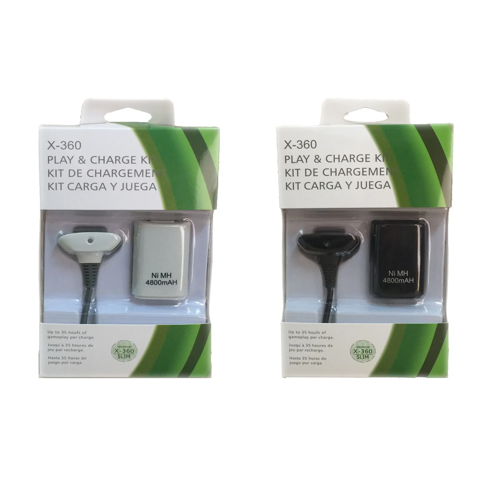2 In 1 4800mAh for Xbox 360 Rechargeable Battery Kit with USB Charge Cable