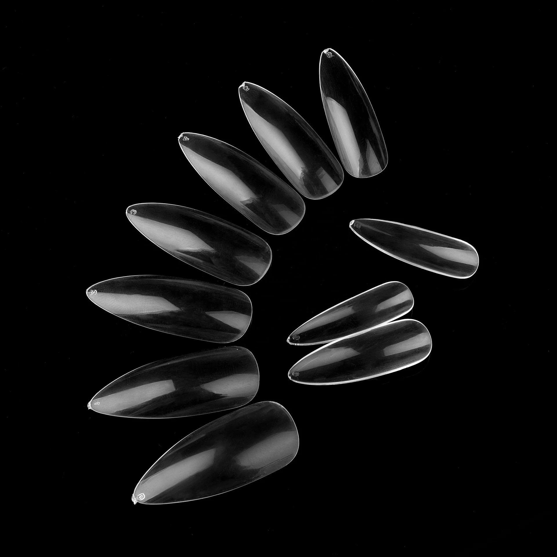 Yimart 500pcs Acrylic Middle Long Oval Shape Stiletto Nail Tips Pointed Sharp Artificial Nails Long Stiletto Nail Tips