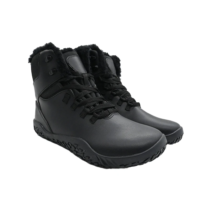 Winter thermal rubber anti slip durable lightweight waterproof footwear fur plush outdoor hiking snow shoes