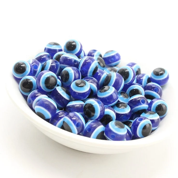 Wholesale cheap European style 8mm round blue Turkey acrylic evil eyes beads for jewelry making
