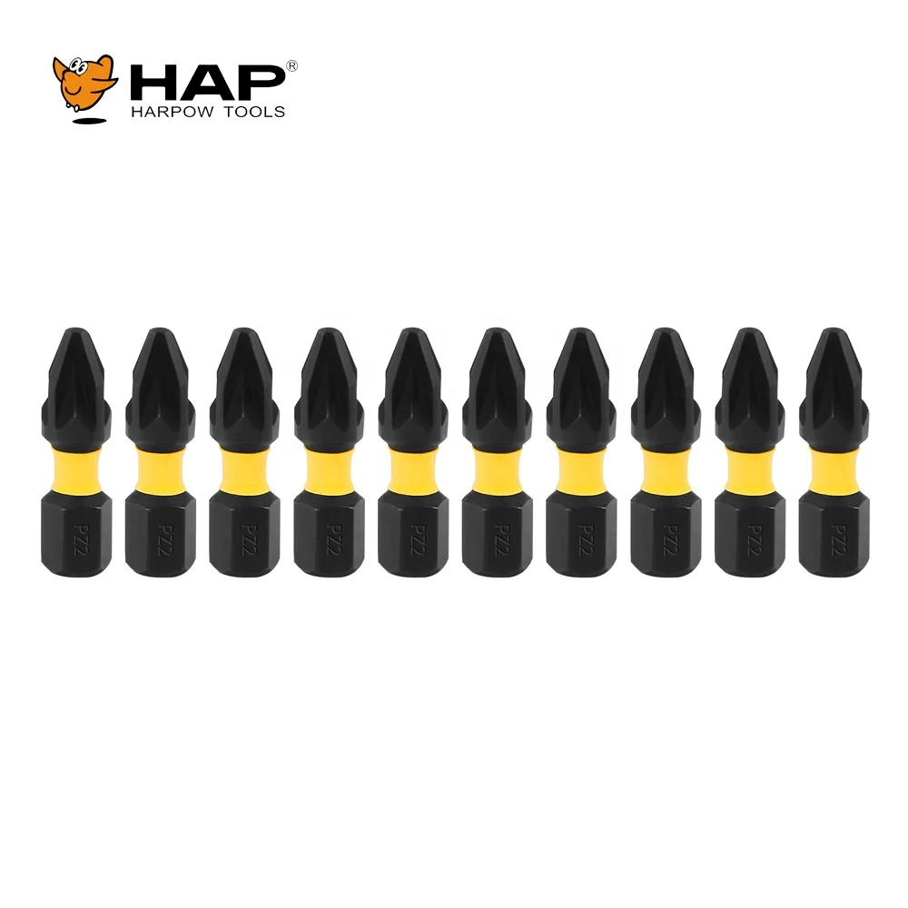 Professional Screwdriver Bit Set 10PCS Taiwan S2 PZ2 25MM Impact Screwdriver Bit set Double Blister Packing